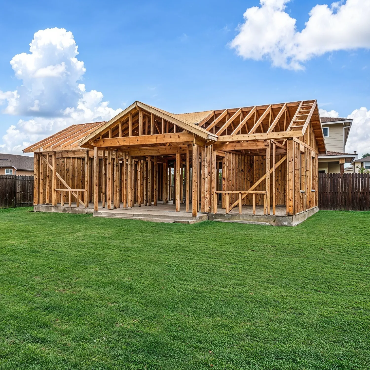 new home construction los angeles house framing wood structure exterior building process